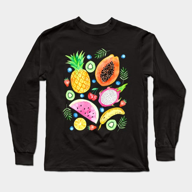 Fruit Salad Long Sleeve T-Shirt by Katie Thomas Creative